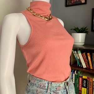Topshop Pink Mock Neck Tank Top